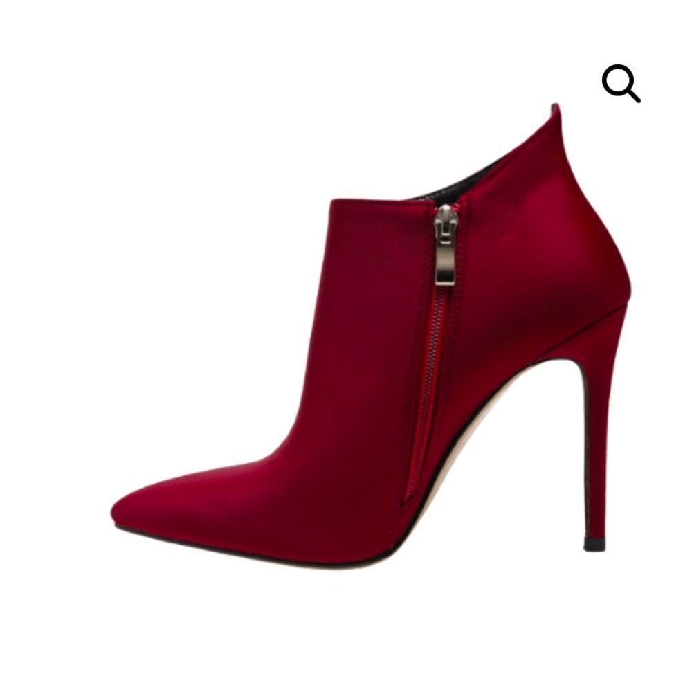 BURGUNDY ANKLE BOOTIES | BURGUNDY POINTED TOE STILETTO ANKLE BOOTIE